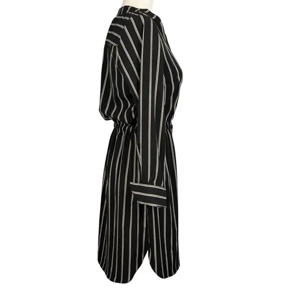 Black Striped Shirt Dress Knee Length Size 4 Young Professional Office Career - Picture 4 of 12